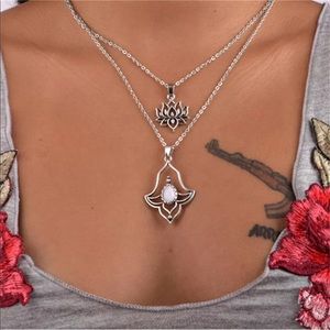 ✨Lotus Pendant Multi Layer Boho Necklace✨